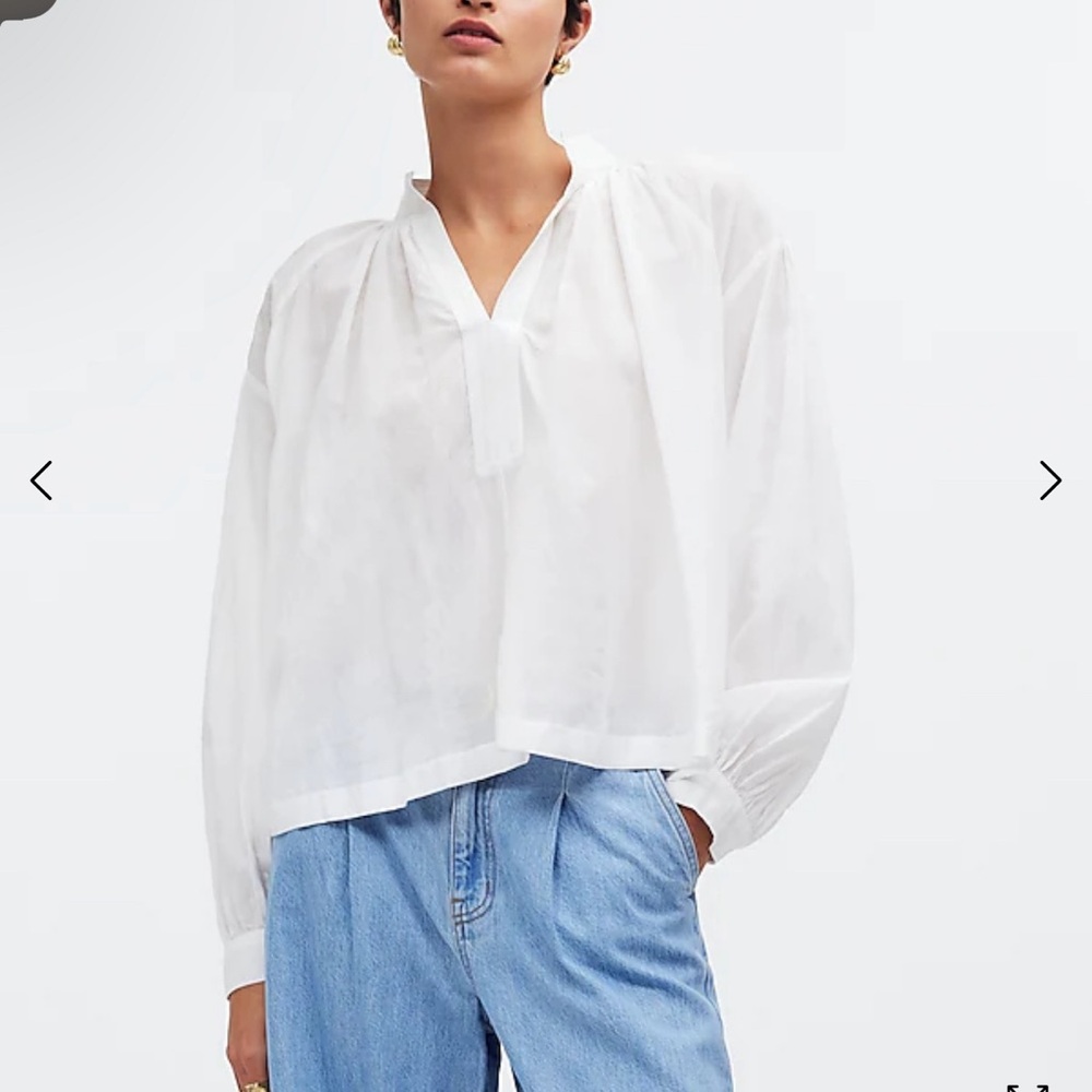 NWT Madewell Shirred Long-Sleeve Top
